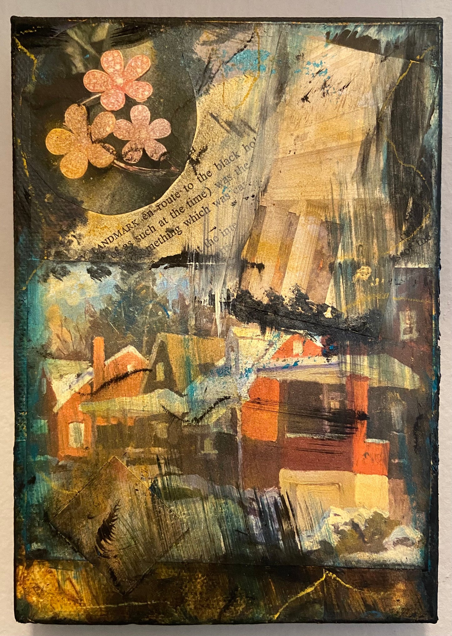 Two 5"x7" Mixed Media Collage Paintings On Canvas