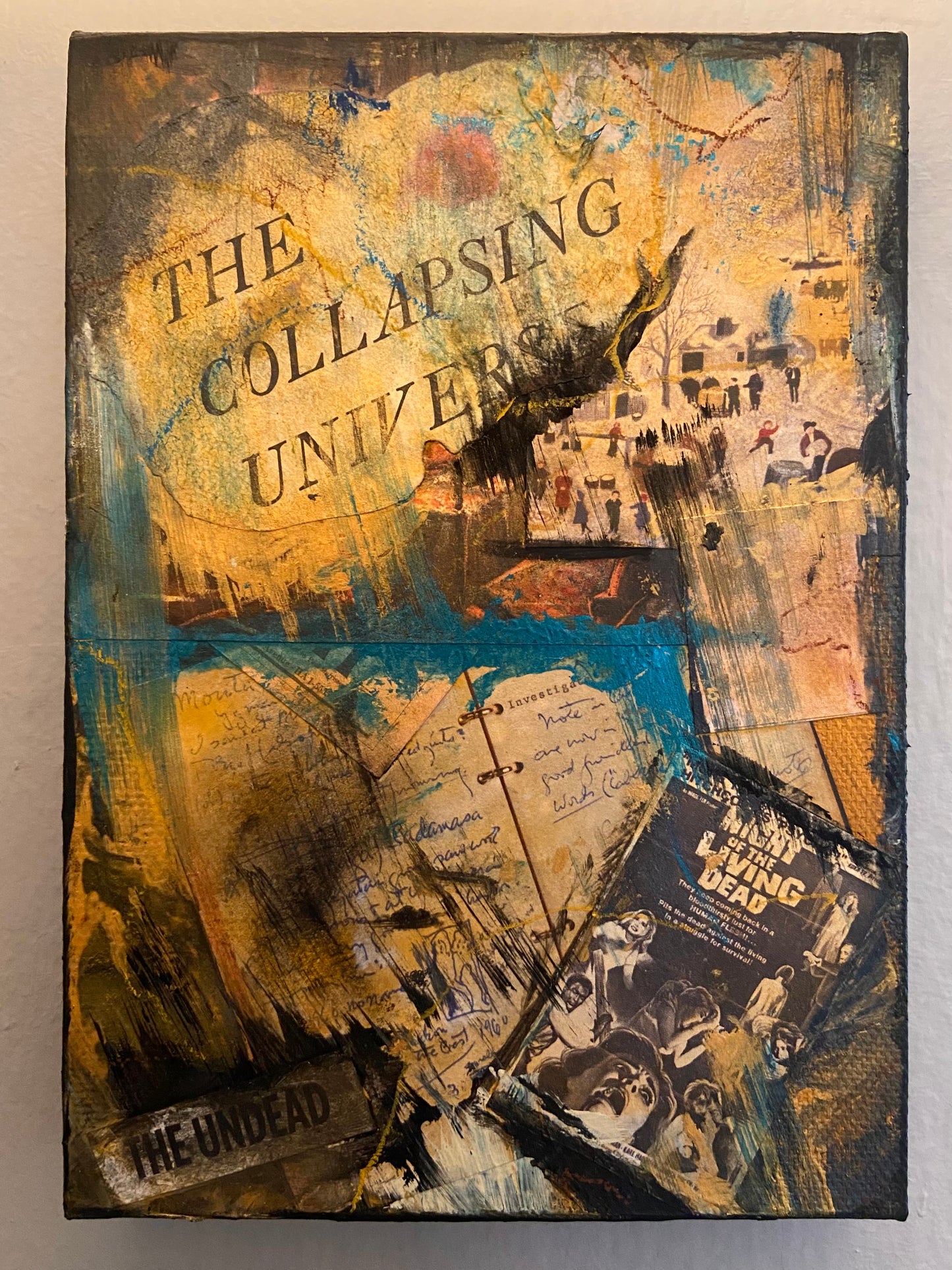 Two 5"x7" Mixed Media Collage Paintings On Canvas