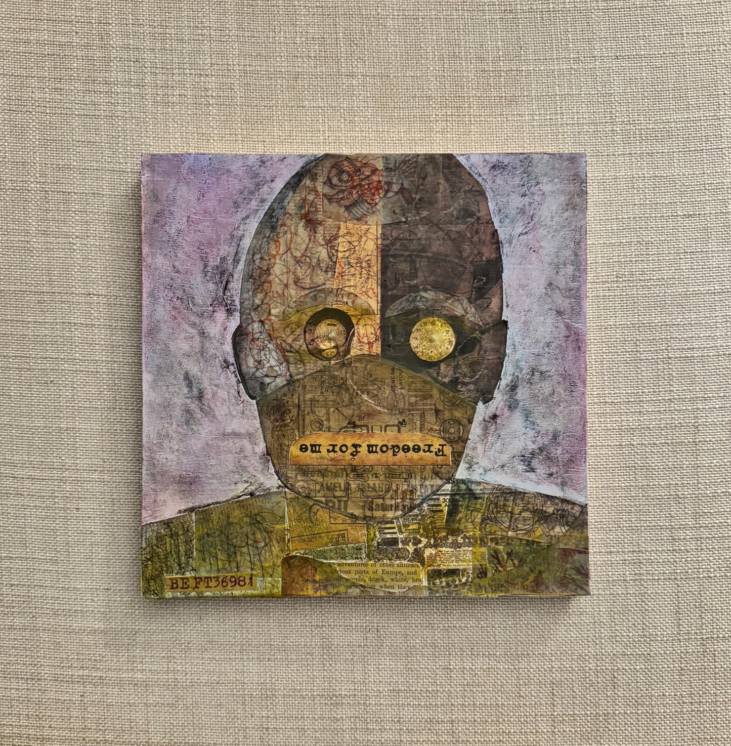 "The Illusion of Freedom," 8"x8" Original Mixed Media on Wood Panel