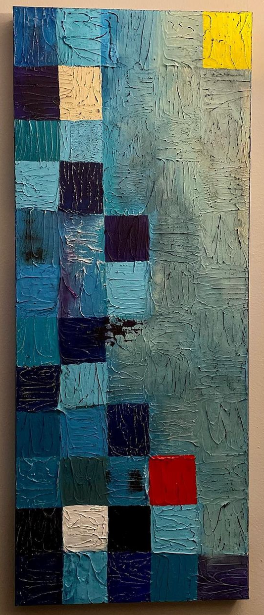 Unique, One-Of-A-Kind Mixed Media Painting On Canvas - 40"x16"